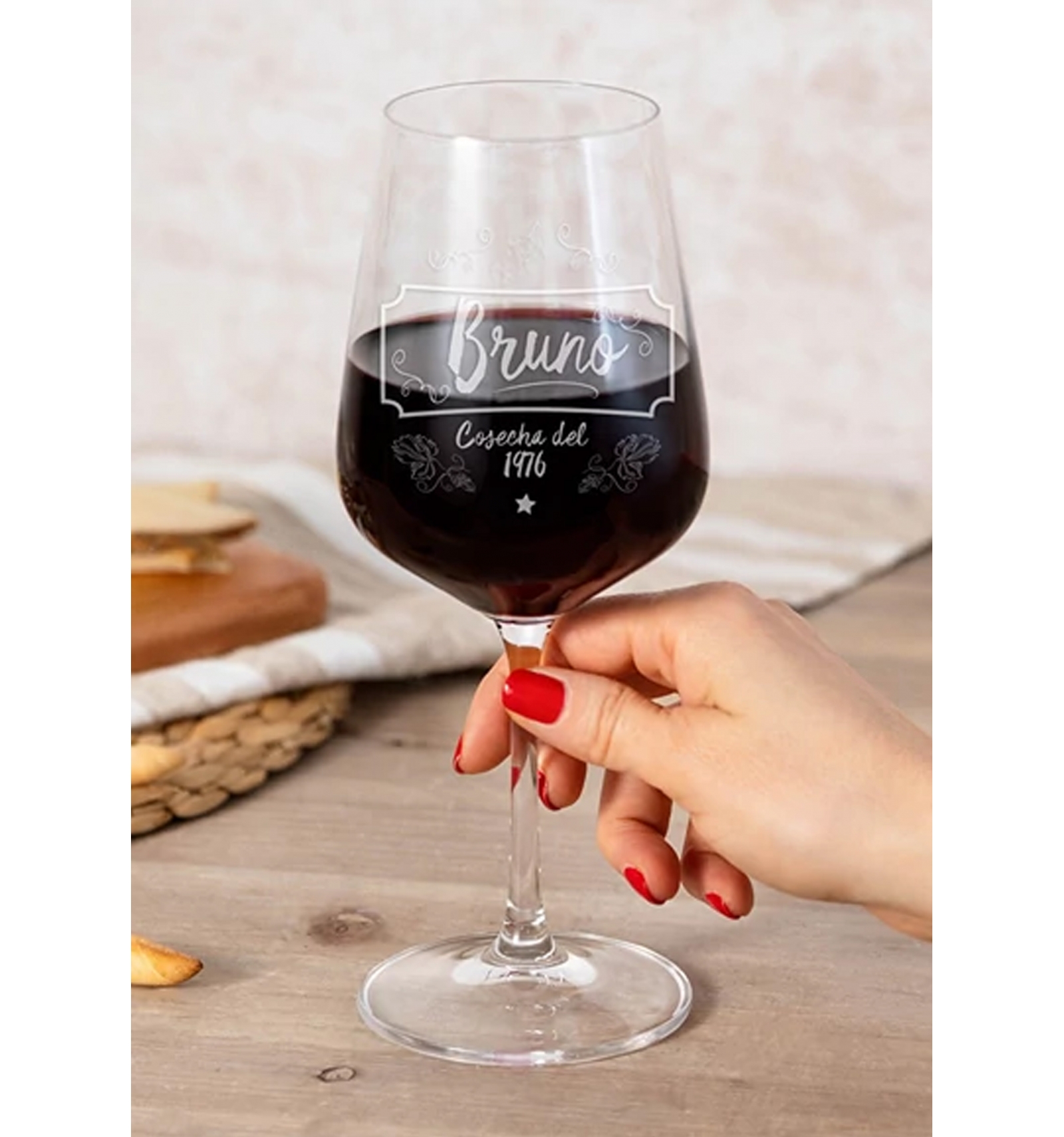 Copa de vino de cristal personalizada de 18 onzas con tu diseño de logotipo  personalizado o texto personalizado, grabado láser permanente, recuerdos